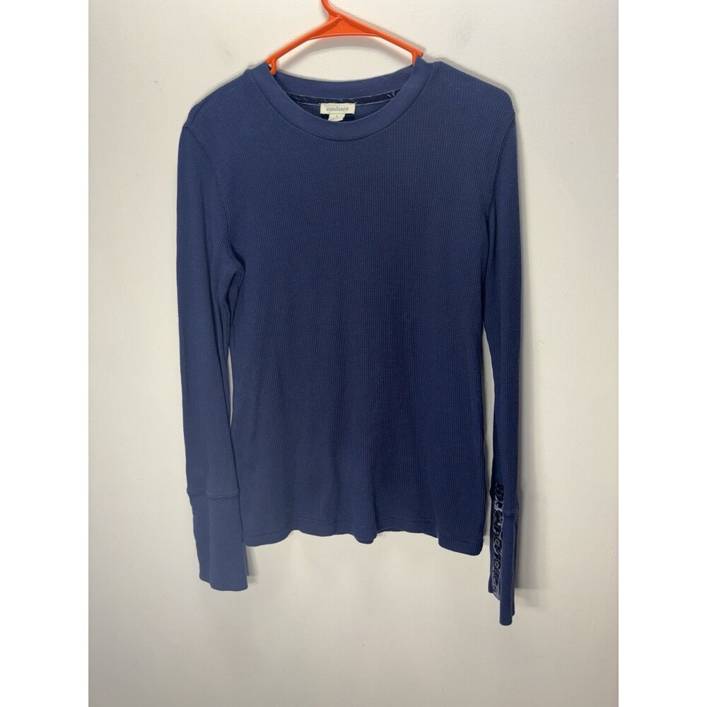 Sundance Women’s  Top Blouse  Long Sleeve Navy Blue Crewneck Thermal Tee Sz S